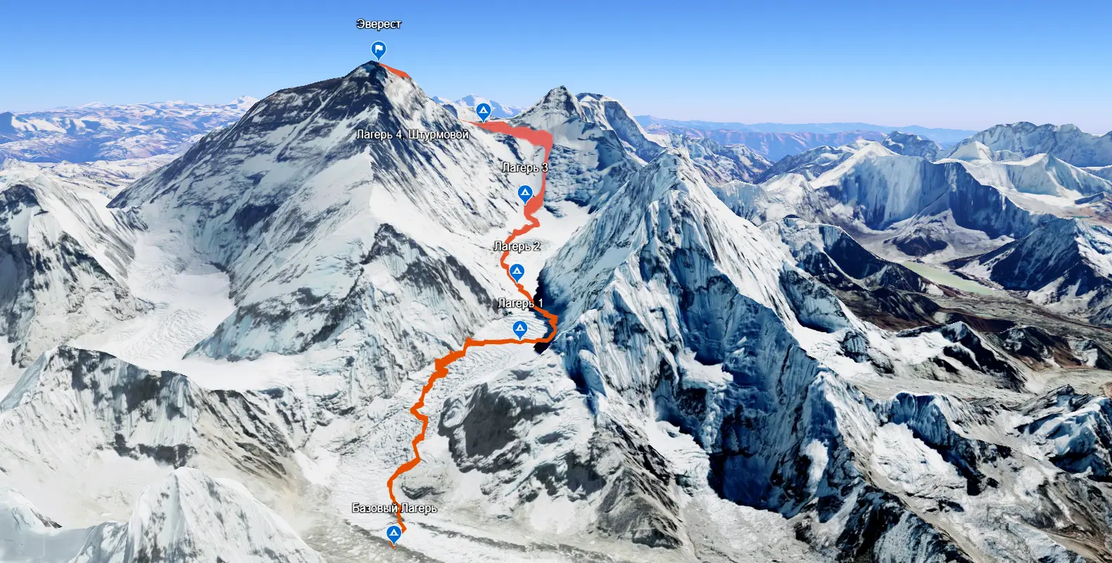 карта восхождения на Эверест